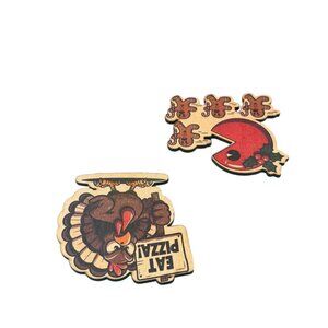 Christmas Holiday Decorative Magnet Set, Gingerbread Men and Holly Design, Wood